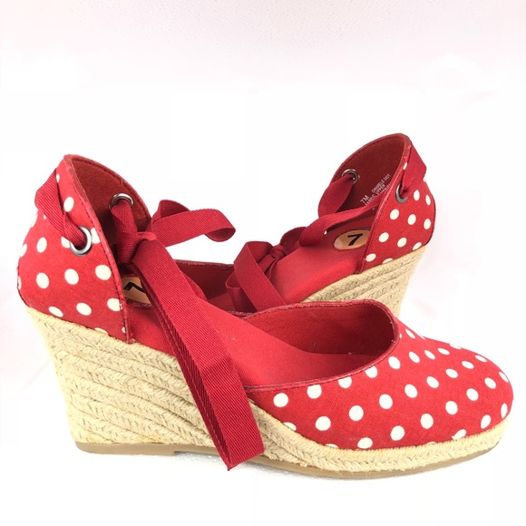 polka dot wedge heels